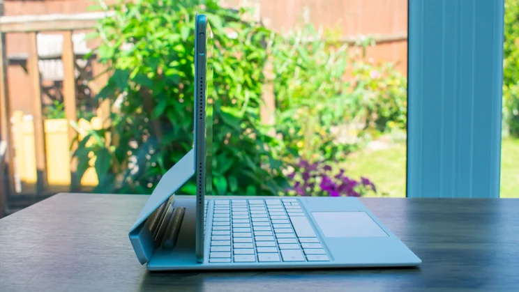 Huawei MatePad Pro (2025) with keyboard attachment, side view