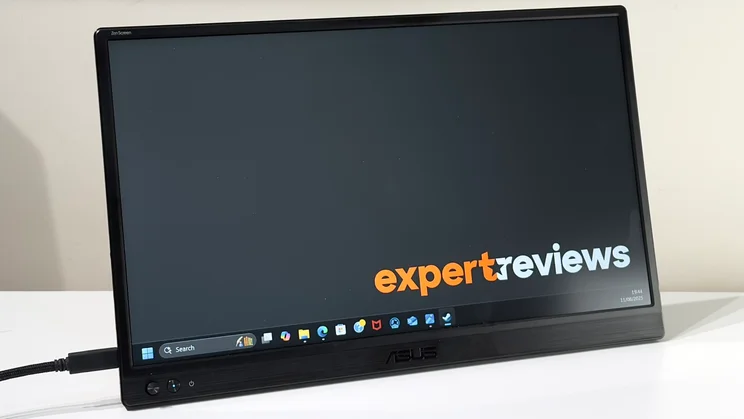 The Asus ZenScreen MB169CK propped up on a desk