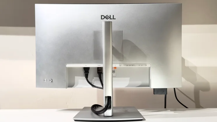 The Dell UltraSharp U2725QE, pictured from the rear