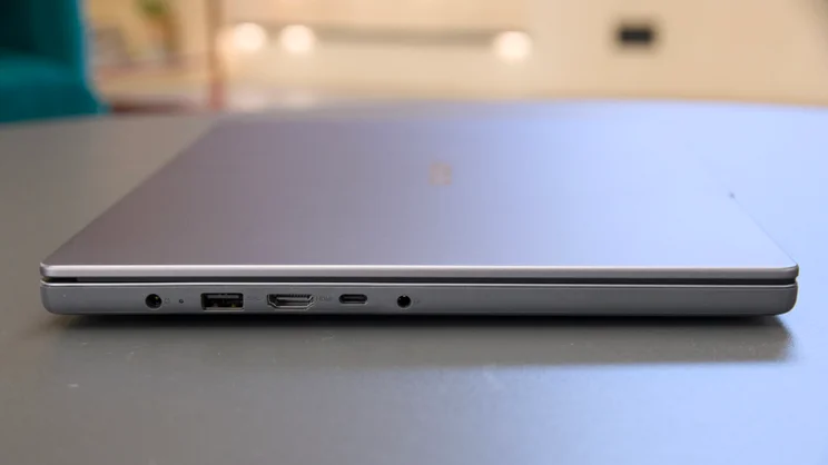 The Lenovo IdeaPad 3x 2025, closed, pictured from the left side
