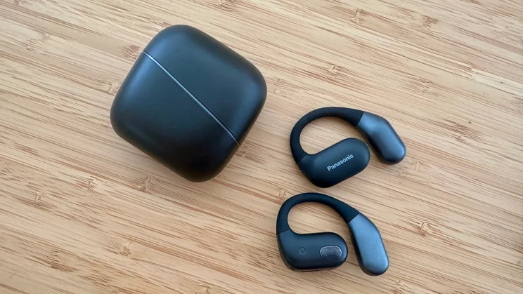The Panasonic RB-F10 next to their charging case
