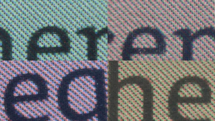 A close up of the Amazon Kindle Colorsoft's display, showing how it renders various colours