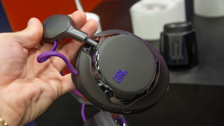 The outside of the earcup of the JBL Quantum 950 wireless gaming headset