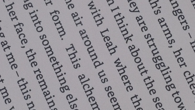 A close up of the Amazon Kindle Colorsoft's screen, showing text