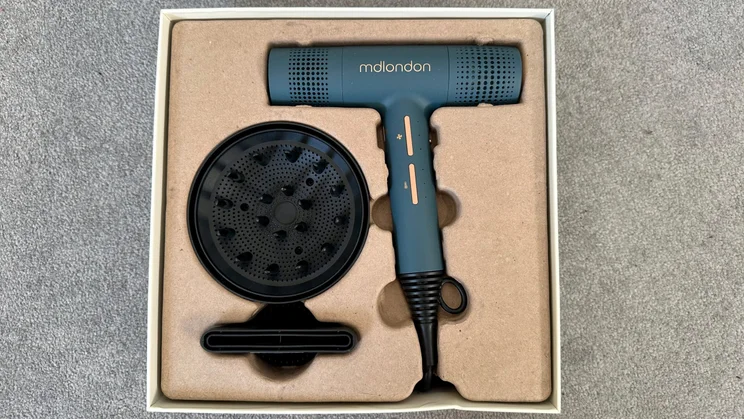 mdlondon Blow 2025 - in its box on the floor, lid off with attachments visible