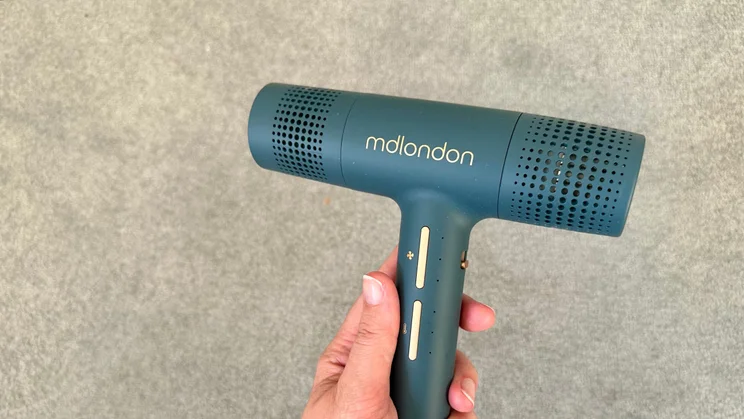 mdlondon Blow 2025 - product shot from above, held in hand and angled so that control buttons are visible