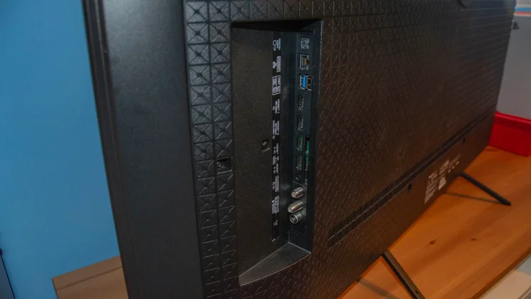 The connection ports found on the rear of the Panasonic W95B Mini LED TV