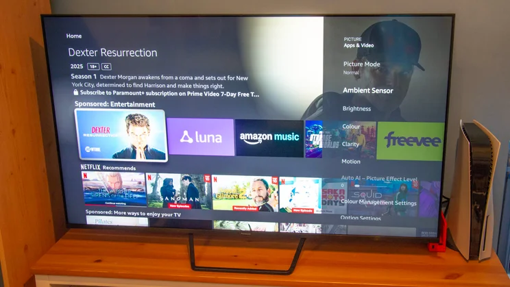 The picture mode options available on the Panasonic W95B Mini LED TV