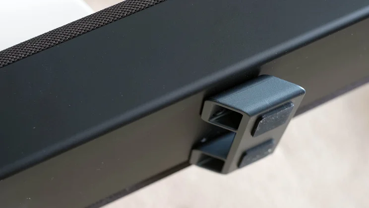One of the feet risers on the bottom of the Sharp HT-SBW55121 soundbar