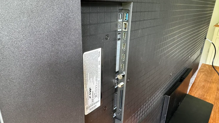 The connection options found on the rear of the TCL C8K QD-Mini LED TV