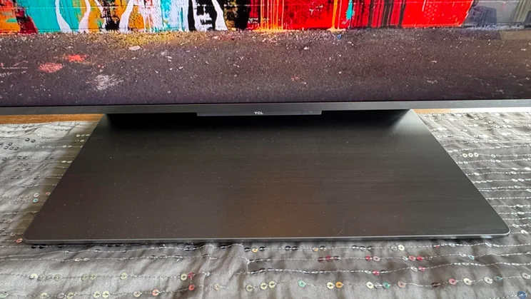 Front view of the stand of the TCL C8K QD-Mini LED TV
