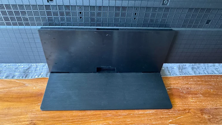 Rear view of the TCL C8K QD-Mini LED TV's central stand