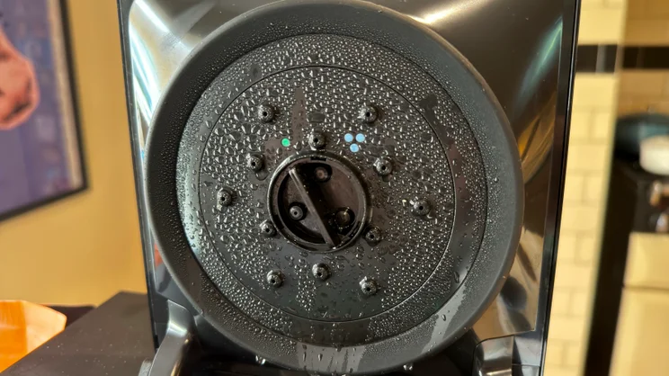 A close up of the Fellow Aiden coffee machine's shower head
