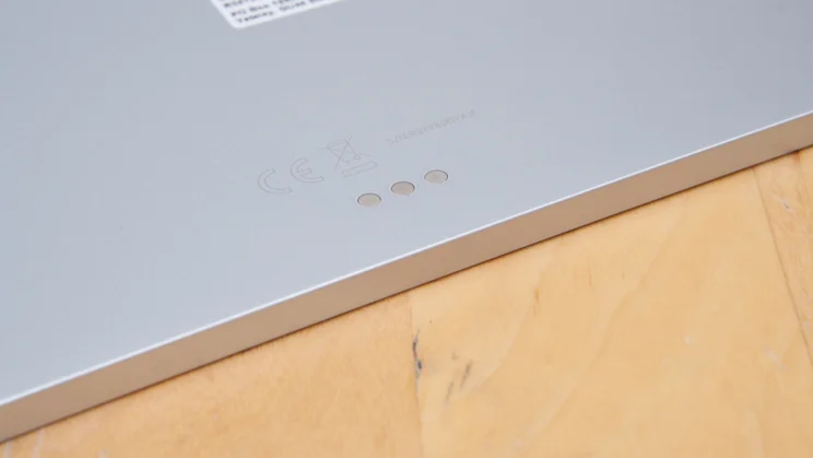 A close up of the Samsung Galaxy Tab S11 Ultra's keyboard connector points