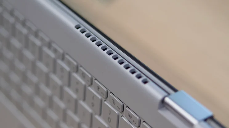 Acer Chromebook Plus Spin 514 in tent mode - close up of vents
