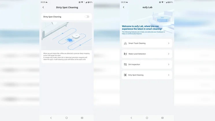 Eufy E25 app screenshots x2 showing the settings