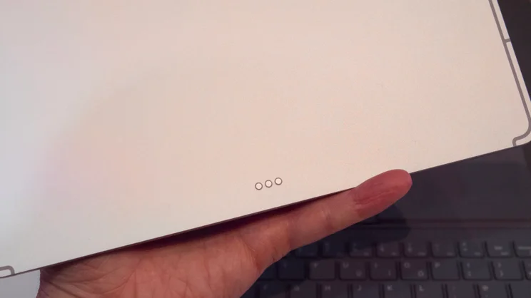 The Samsung Galaxy Tab S11's keyboard connector in close up