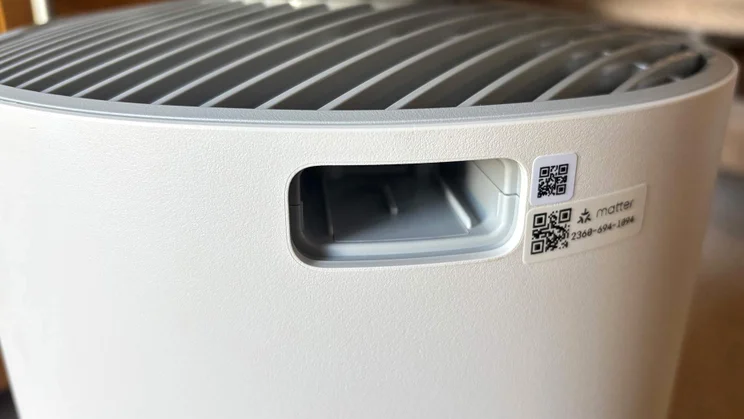 A close up of the essential oils slot of the SwitchBot air purifier