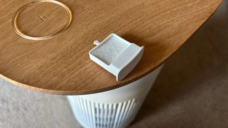 The SwitchBot air purifier's essential oils tray on the unit's tabletop