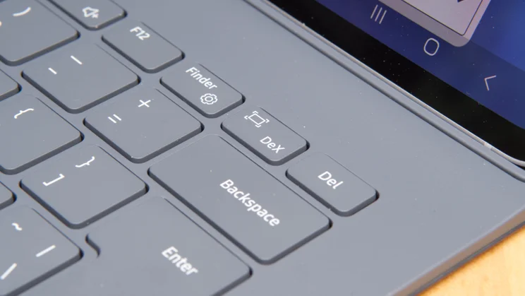 The Samsung Galaxy Tab S11 Ultra' keyboard case, focusing in on the DeX key