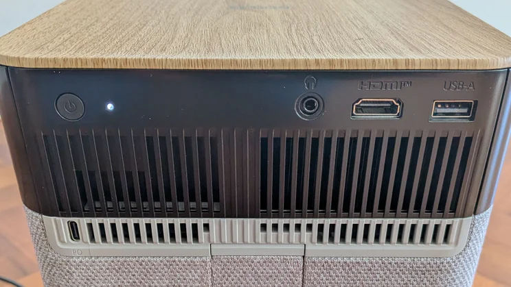 The connection ports on the rear of the Epson Lifestudio Flex EF-72 4K projector