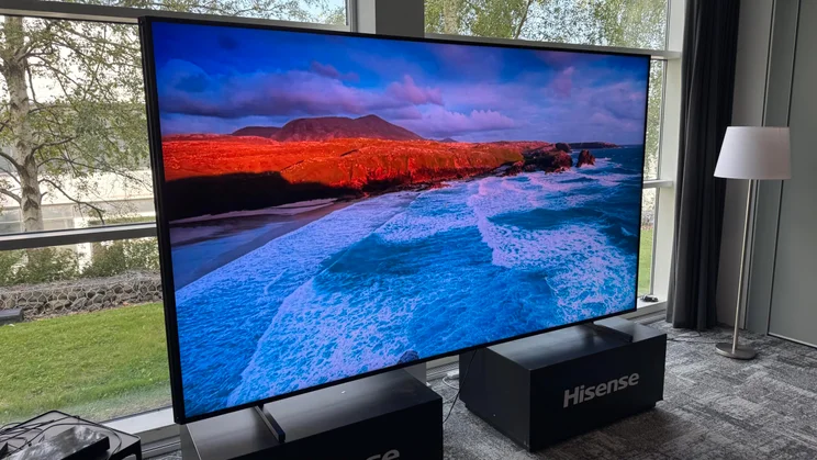 Left view of the the Hisense 116UX RGB Mini LED TV