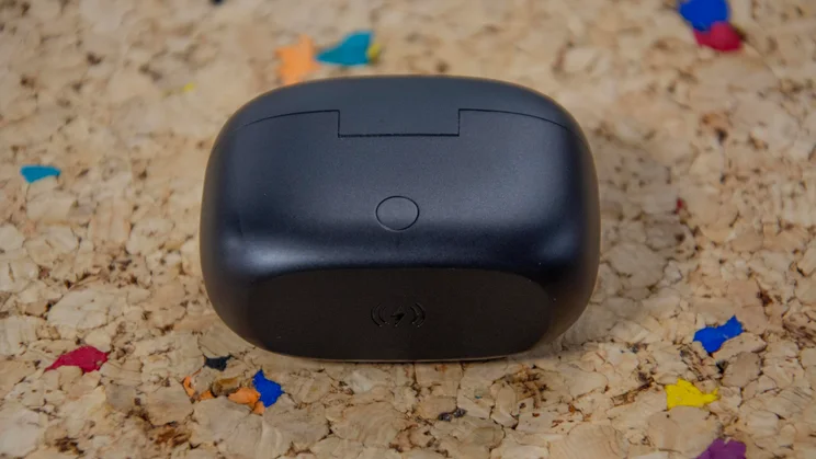 The rear of the JLab JBuds Pods ANC wireless earbuds' charging case