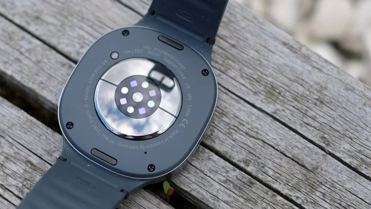 Close-up of the sensors built into the underside of the Samsung Galaxy Watch 8