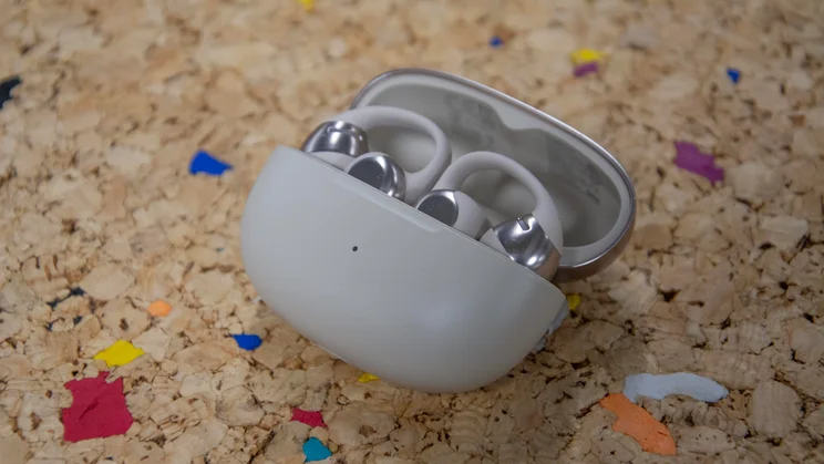 The Shokz OpenDots One charging case, open
