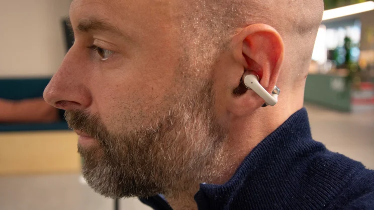 Shokz OpenDots One being worn