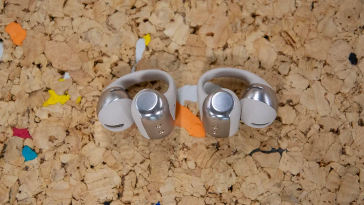 The Shokz OpenDots One left and right buds next to each other