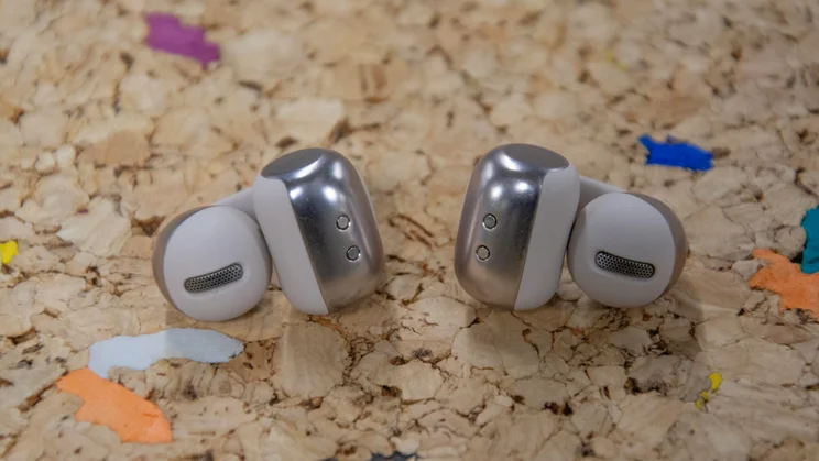 The Shokz OpenDots One earbuds, close up