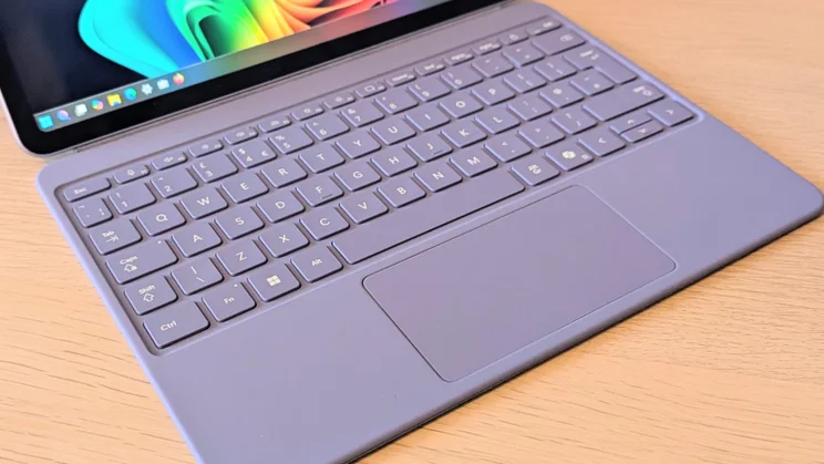 A close up of the Microsoft Surface Pro 12-inch's keyboard and touchpad