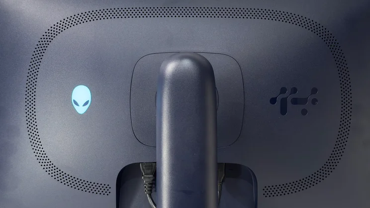 The rear of the Alienware AW2725D, close up