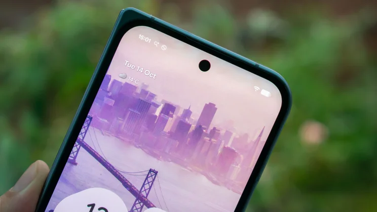 Close up of the Google Pixel 10 Pro Fold's external selfie camera