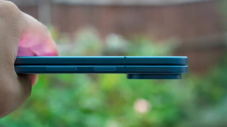 Close up of the Google Pixel 10 Pro Fold's power and volume controls
