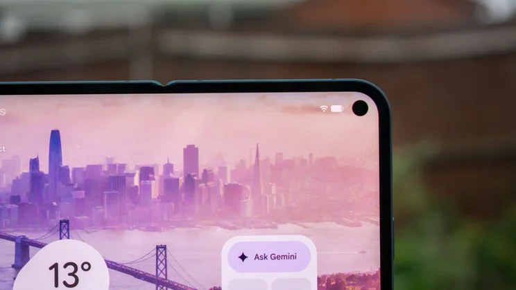 Close up of the Google Pixel 10 Pro Fold's internal selfie camera