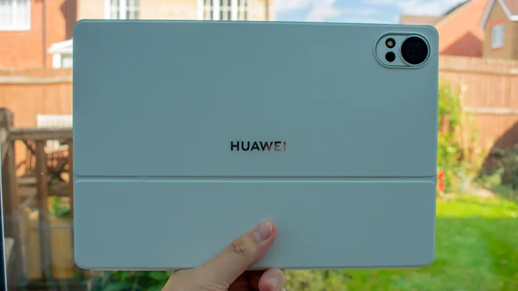 Huawei MatePad 12X in a keyboard case, rear view