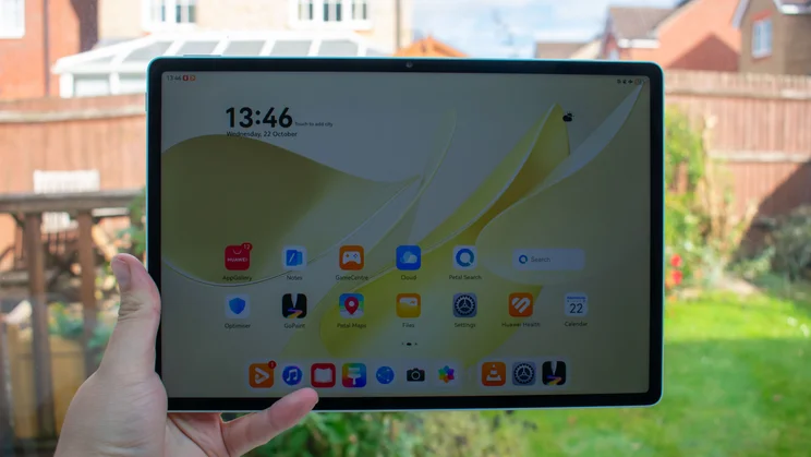 Huawei MatePad 12X in hand, front view with the display on