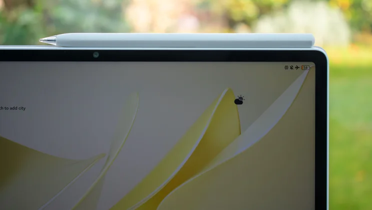 A stylus attached to the top of the Huawei MatePad 12X