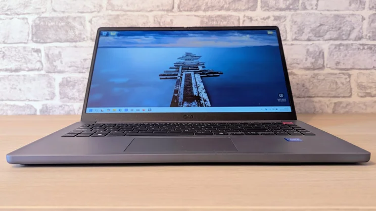 The LG Gram Book AI, open, picture from the front