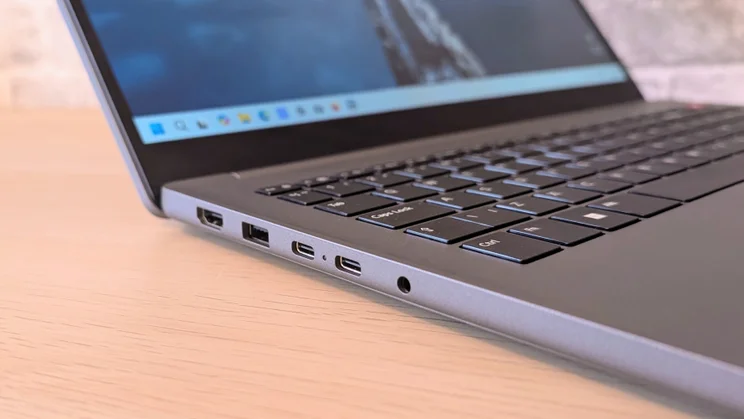 The LG Gram Book AI's ports in close up