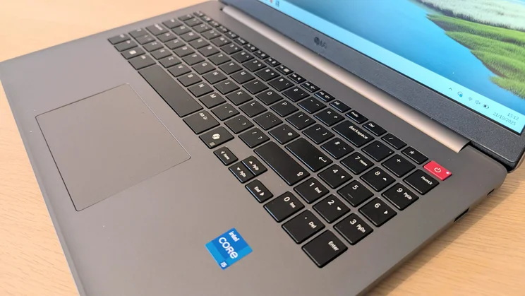 The LG Gram Book AI's keyboard in close up