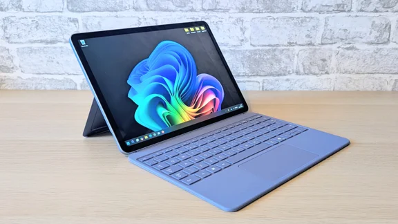 Microsoft Surface Pro 12-inch pictured from the front left side open with keyboard case