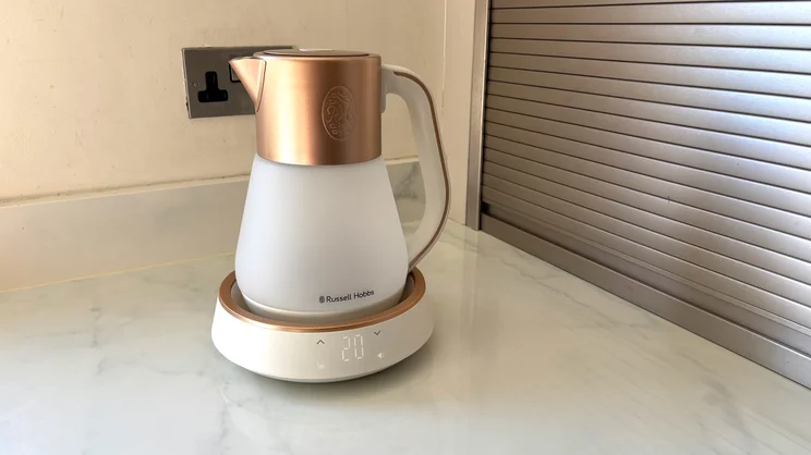 The Russell Hobbs Calm Kettle on a kitchen worktop