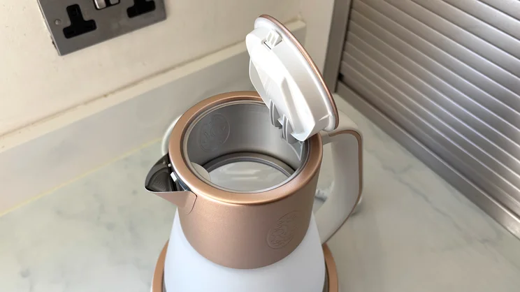 The Russell Hobbs Calm Kettle with its lid open