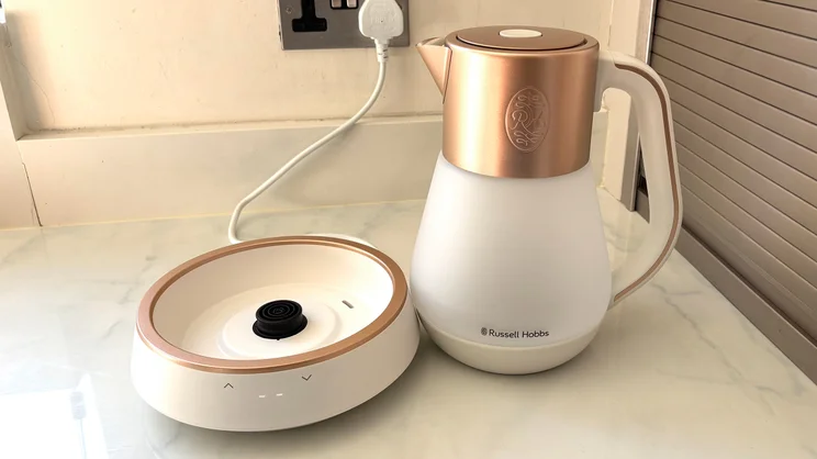 The Russell Hobbs Calm Kettle off its base