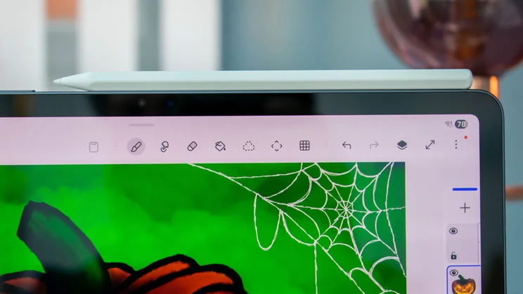 Stylus attached to the top edge of the Samsung Galaxy Tab S11