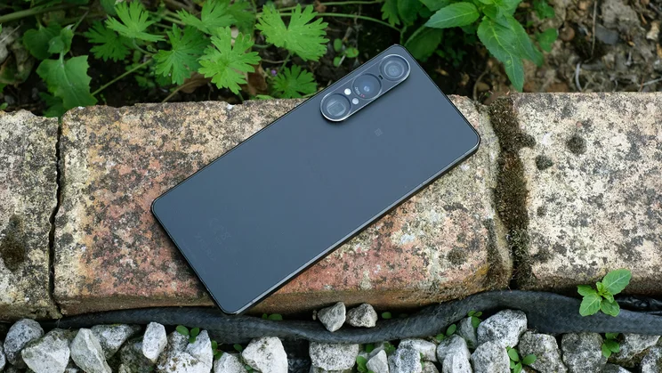 Sony Xperia 1 VII on a brick wall, face down