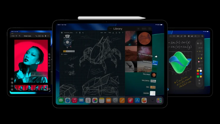 The M5 iPad Pro against a black background